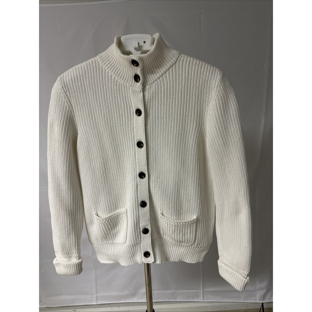 VTG Lauren Ralph Lauren Button Front Mock Neck Cardigan Sweater Women's Sz M